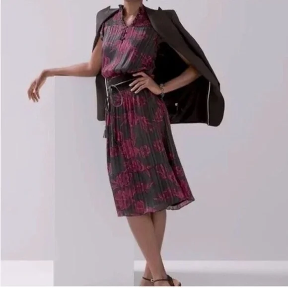 WHBM Smocked Waist Ruffle Midi Dress NWT - Picture 4 of 16